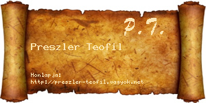 Preszler Teofil névjegykártya